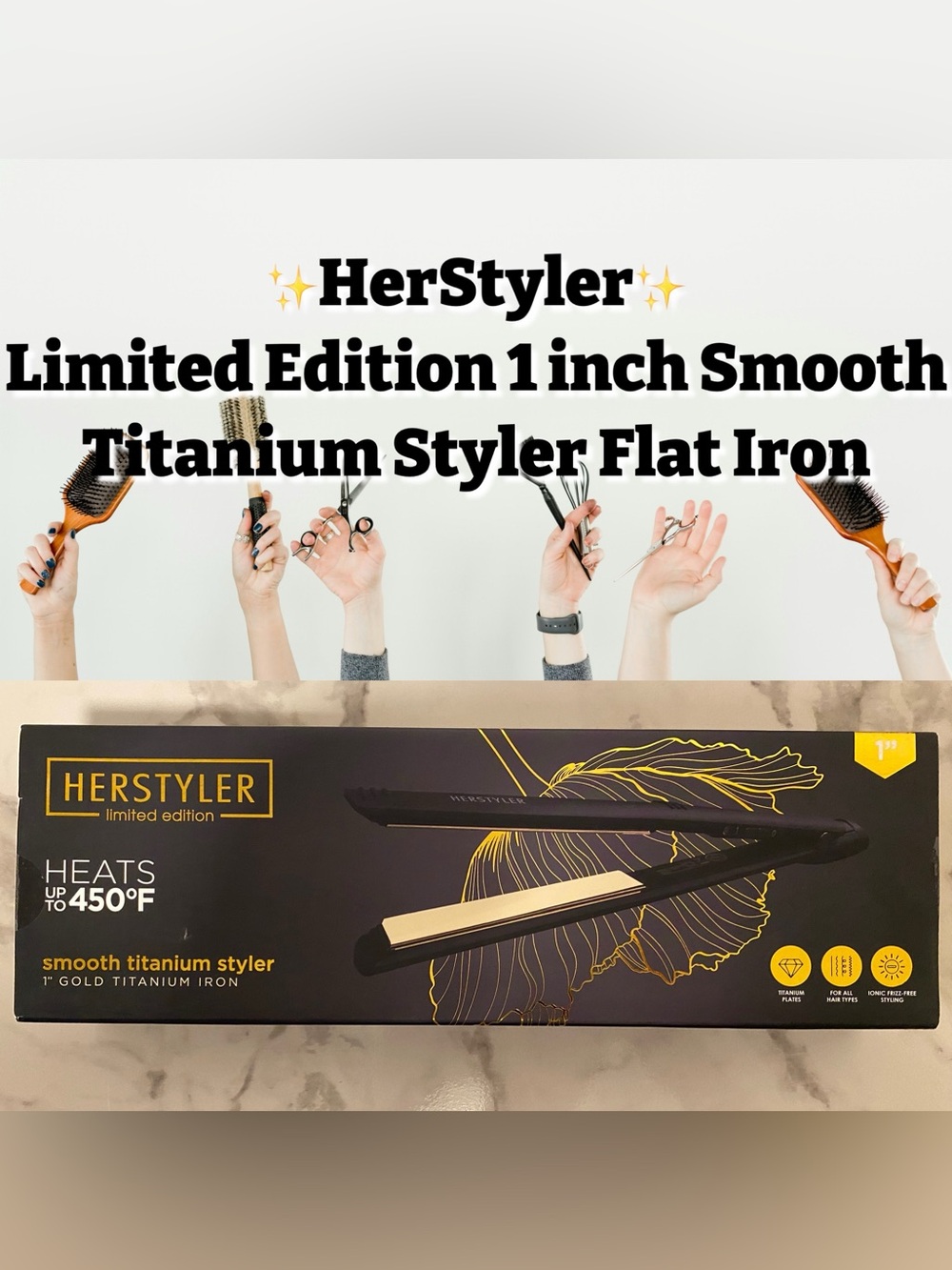 HerStyler - Limited Edition 1” Smooth Titanium Flat Iron - NEW